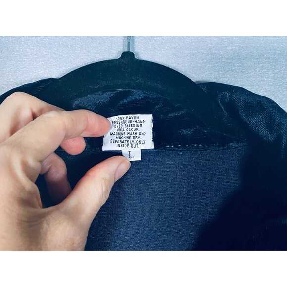 CP Shades Top Womens L Black Velvet Button Up Tunic Collared - Picture 6 of 11